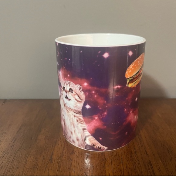 "Cat in Space" design. cat reaching for a cheeseburger in a galaxy - Picture 4 of 8